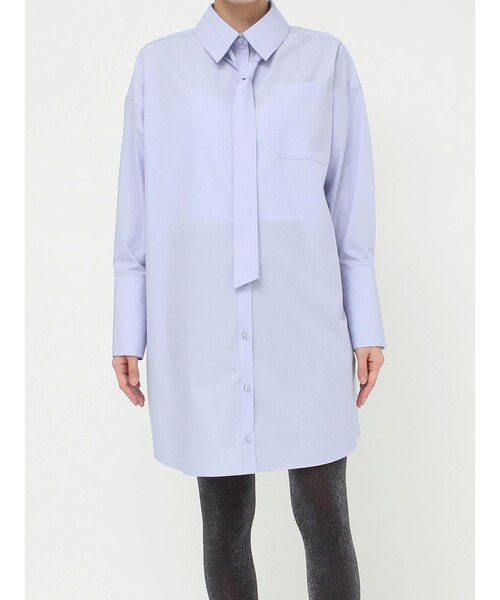 LAGUNAMOON（ラグナムーン）の「タイセットミニシャツワンピース（シャツワンピース・レディース・ホワイト/ブルー・F）」の3枚目の写真