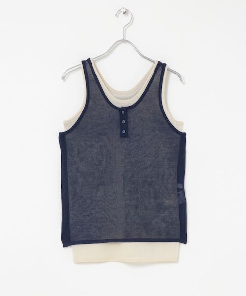 SENSE OF PLACE by URBAN RESEARCH（センスオブプレイスバイアーバンリサーチ）の「『洗濯可』アンサンブルニットタンクトップ（タンクトップ・レディース・NVYxIVO/CHAxGRY/BRNxBLU・One）」の3枚目の写真