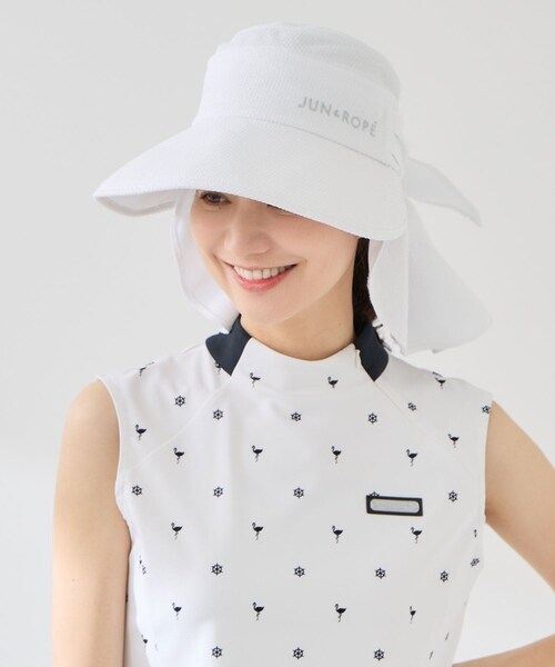 ROPE'（ロペ）の「クールマックスサッカー３ＷＡＹハット/UV・遮熱（ハット・レディース・ブラック/ホワイト/カーキ・F）」の16枚目の写真