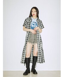 jouetie | ハーフスリーブカラーステッチロングワンピース(ワンピース)