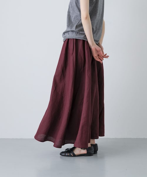 かぐれ（カグレ）の「リネンフレアスカート（スカート・レディース・BLACK/BROWN/BLUE GREEN・Free）」の2枚目の写真