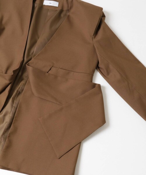 URBAN RESEARCH（アーバンリサーチ）の「Po/　ribbon jacket（ノーカラージャケット・レディース・black/brown・FREE）」の7枚目の写真