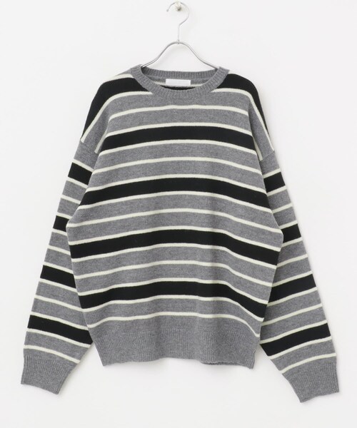 SENSE OF PLACE by URBAN RESEARCH(センスオブプレイスバイアーバンリサーチ)の「ウールブレンドボーダークルーネックニット(ニット/セーター・メンズ・BLACK/L.GRAY/GREEN・M/L)」の21枚目の写真