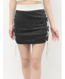 GYDA | フロントレースアップラメニットスカートライクショートパンツ(スカート)