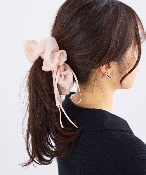 VIS(ビス)の「シフォンリボンシュシュ(シュシュ・レディース・ブラック/ベージュ・F)」の3枚目の写真