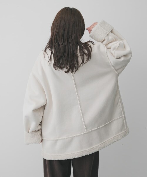 SENSE OF PLACE by URBAN RESEARCH（センスオブプレイスバイアーバンリサーチ）の「フェイクムートンスタンドジャケット（ムートンコート・レディース・BROWN/CHARCOAL/IVORY・One）」の8枚目の写真