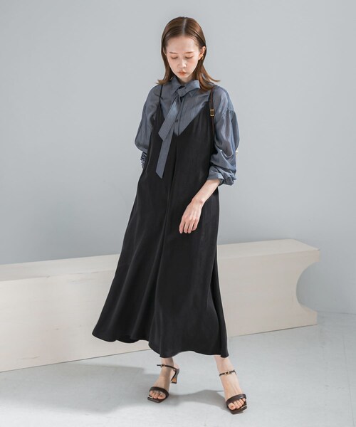 URBAN RESEARCH ROSSO（アーバンリサーチロッソ）の「2WAYキュプラ混キャミワンピース（ワンピース・レディース・LIGHTBEIGE/BLUE/BLACK・Free）」の7枚目の写真