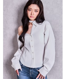 GYDA | asymmetry chokerシャツ(シャツ/ブラウス)