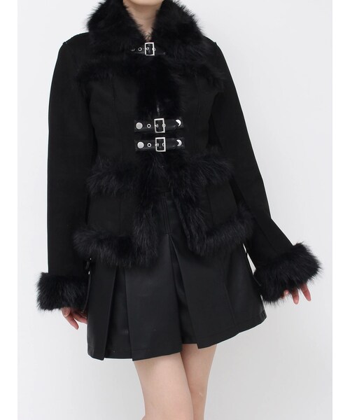 EATME（イートミー）の「フェイクファーカラーベルトジャケット（テーラードジャケット・レディース・オフホワイト/ブラック/ブラウン・F）」の6枚目の写真