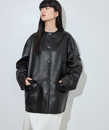 ADAM ET ROPE' | 【IHNN(イン)】 別注Collarless Leather Jacket(ノーカラージャケット)