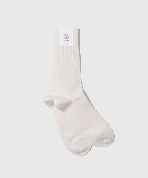 ADAM ET ROPE'(アダムエロペ)の「【BATONER/バトナー】COTTON WOOL CORDURA LONG SOCKS(ソックス/靴下・メンズ・ブラック/ホワイト・F)」の1枚目の写真