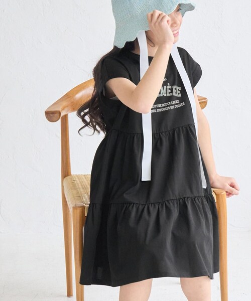 ROPE' PICNIC（ロペピクニック）の「【KIDS/キッズ】ロゴティアードカットソーワンピース（ワンピース・キッズ・ブラック/ピンク・L/M/S）」の9枚目の写真