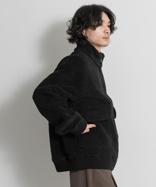 THE GOODLAND MARKET（ザグッドランドマーケット）の「AIGLE　ジップアップ シェルパフリース（ブルゾン・レディース・NOIR/OSIER・S/L）」の5枚目の写真