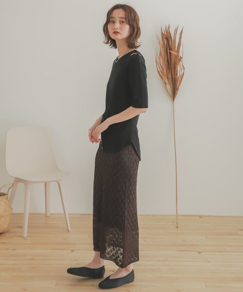 SENSE OF PLACE by URBAN RESEARCH(センスオブプレイスバイアーバンリサーチ)の「レイヤードボタンディテールトップ(Tシャツ/カットソー・レディース・BLACK/GREIGE/YELLOW・one)」の10枚目の写真