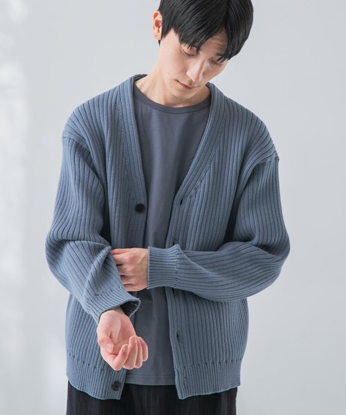 URBAN RESEARCH(アーバンリサーチ)の「new basic COTTON CASHMERE WIDE RIB CARDIGAN(カーディガン/ボレロ・メンズ・CEMENT/L SAX/NAVY・M/L)」の20枚目の写真