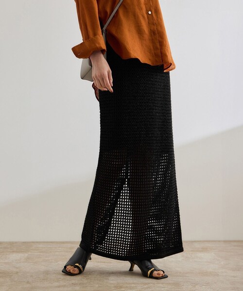 ROPE'(ロペ)の「ラメメッシュスカート/セットアップ対応(スカート・レディース・ブラック/ゴールド・36/38)」の7枚目の写真