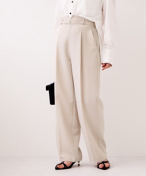 VIS（ビス）の「【WEB限定】美easyリネンライクベルテッドストレートパンツ/イージーケア・接触冷感（その他パンツ・レディース・ブラック/グレー/キナリ/ピンク・L/M/S/SS）」の8枚目の写真