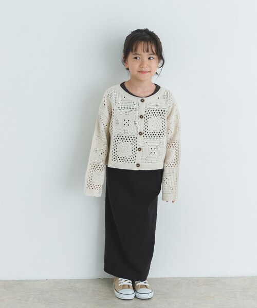 URBAN RESEARCH DOORS(アーバンリサーチドアーズ)の「『親子リンク』2WAYクロシェカーディガン(KIDS)(カーディガン/ボレロ・キッズ・NATURAL・120/135)」の5枚目の写真
