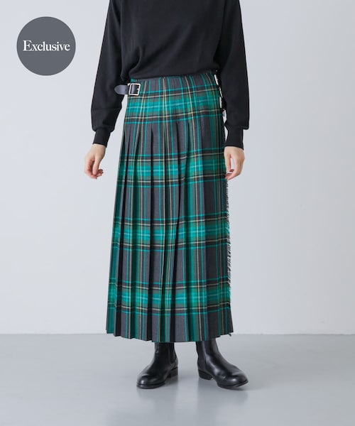 かぐれ（カグレ）の「『別注』O’NEIL OF DUBLIN×かぐれ　PLEATS WRAP SKIRT 85cm（スカート・レディース・MOYNALTY/LOUGH MASK・XS）」の3枚目の写真