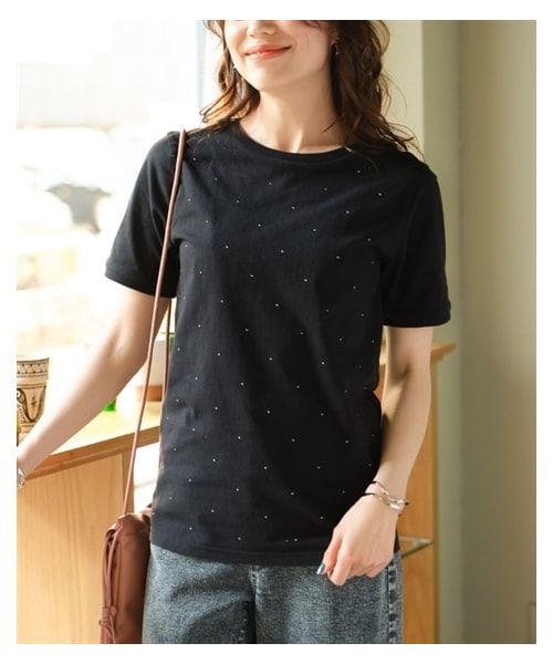 nissen（ニッセン）の「大きいサイズ ドットストーンTシャツ（Tシャツ/カットソー・レディース・黒/オフホワイト・L/LL/3L/4L/5L/6L/8L/10L）」の17枚目の写真