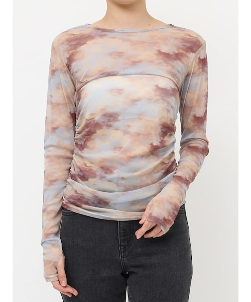 jouetie（ジュエティ）の「ニュアンスパターンシアートップス（セットアップ・レディース・ブルー/ベージュ・M）」の4枚目の写真