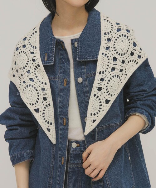 KBF（ケイビーエフ）の「トライアングルクロシェスカーフ（バンダナ/スカーフ・レディース・IVORY/D.BROWN・One）」の15枚目の写真