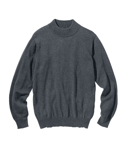 nissen（ニッセン）の「洗える綿１００％モックネックニット（ハイゲージ）【大きいサイズ】（ニット/セーター・メンズ・グレージュ/ダークブルー/チャコール/黒・3L/4L/5L/6L/8L/10L）」の16枚目の写真