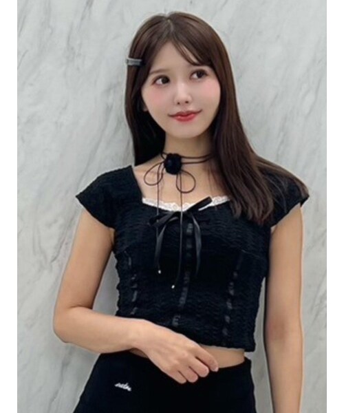 EATME（イートミー）の「バレエリボンノースリーブ（タンクトップ・レディース・アイボリー/ピンク/グレー/ブラック・F）」の2枚目の写真