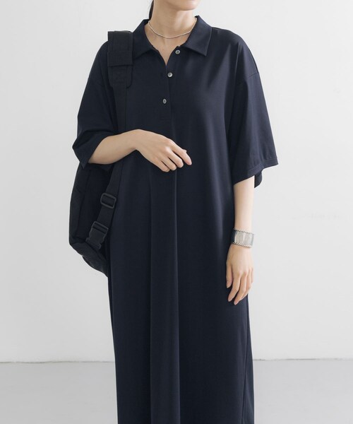 URBAN RESEARCH（アーバンリサーチ）の「レーヨンナイロンシャツカラーワンピース（ワンピース・レディース・BORDEAUX/NAVY・FREE）」の5枚目の写真