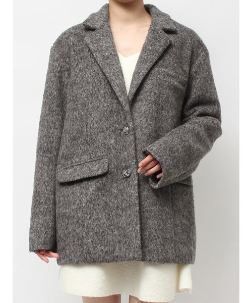 CALNAMUR（カルナムール）の「ミニシャギーテーラードコート（テーラードジャケット・レディース・グレー/ラベンダー/ミックス・F）」の6枚目の写真