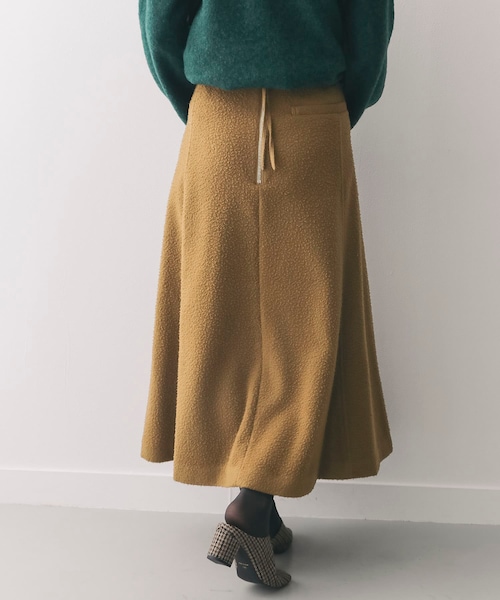 unfil　napped woolmelton midi skirt∴