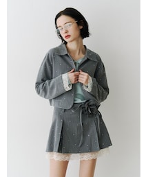 jouetie | ステンカラーラインストーンショートジャケット【セットアップ対応】(セットアップ)