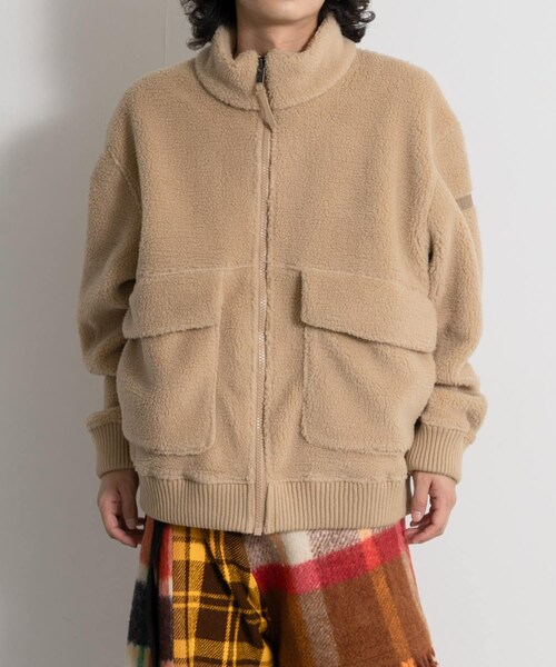 THE GOODLAND MARKET（ザグッドランドマーケット）の「AIGLE　ジップアップ シェルパフリース（ブルゾン・レディース・NOIR/OSIER・S/L）」の3枚目の写真