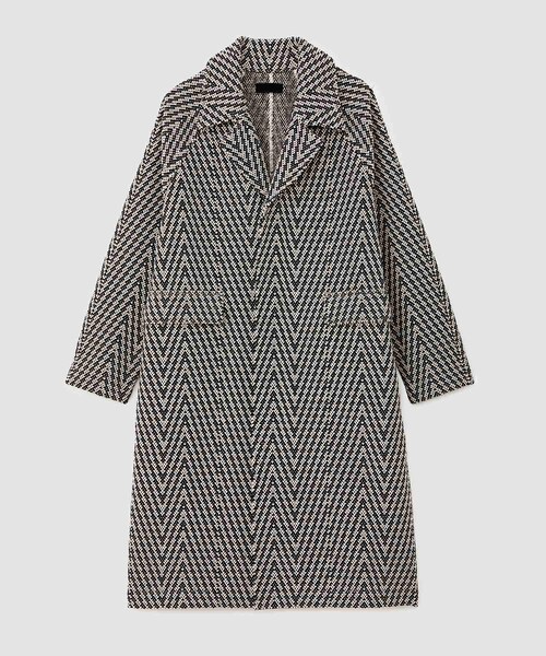 ROPE'（ロペ）の「【COOHEM】HERRINGBONE TWEED COAT(コーヘン/ヘリンボーンツイードコート)（ノーカラージャケット・レディース・ブラック系/グレー・F）」の2枚目の写真