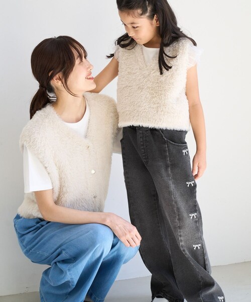 ROPE' PICNIC(ロペピクニック)の「【KIDS/キッズ】リボン刺繍デニムパンツ(デニムパンツ・キッズ・ブラック/サックス・120/130/140/150)」の21枚目の写真