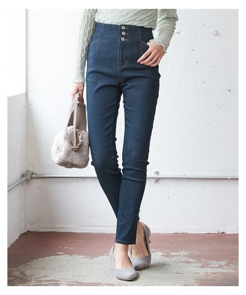 nissen（ニッセン）の「大きいサイズパンツ好き専用すっきりハイウエストストレッチデニムパンツ（ゆったりヒップ）（デニムパンツ・レディース・ユーズドブルー/インディゴブルー/ブラック・L/LL/3L/4L/5L/6L/8L/10L）」の21枚目の写真