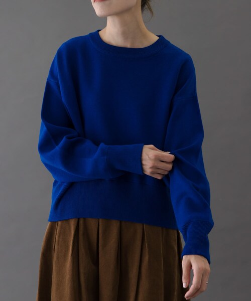 URBAN RESEARCH DOORS(アーバンリサーチドアーズ)の「FORK&SPOON ダブルフェイスクルーネックニット(ニット/セーター・レディース・OFF/TOP GRAY/BLUE・1)」の3枚目の写真