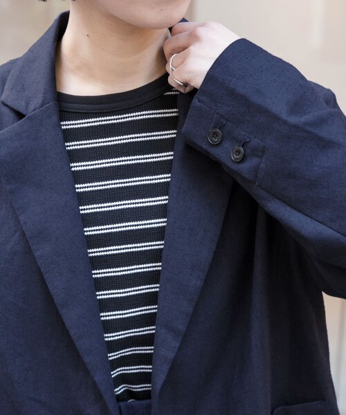 URBAN RESEARCH DOORS(アーバンリサーチドアーズ)の「FORK&SPOON ヘンプ混テーラードジャケット(テーラードジャケット・レディース・CHECK/NAVY・1)」の10枚目の写真