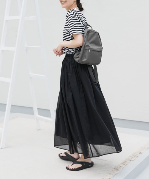 URBAN RESEARCH DOORS(アーバンリサーチドアーズ)の「『UR TECH』ボイルカットドッキングワンピース(ワンピース・レディース・BORDER/PINK/CHARCOAL・M)」の6枚目の写真
