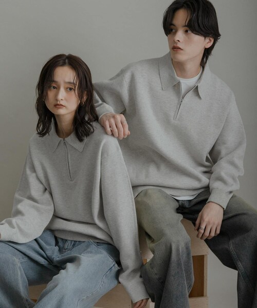 SENSE OF PLACE by URBAN RESEARCH（センスオブプレイスバイアーバンリサーチ）の「『ユニセックス』スウェットライクハーフジップニット（ニット/セーター・メンズ・L.GRAY/GREEN/BLUE/BROWN・M/L）」の5枚目の写真