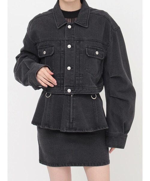 MURUA（ムルーア）の「ショートデニムジャケット【セットアップ着用可】（デニムジャケット・レディース・ブラック/ピンク/ブルー・F）」の3枚目の写真