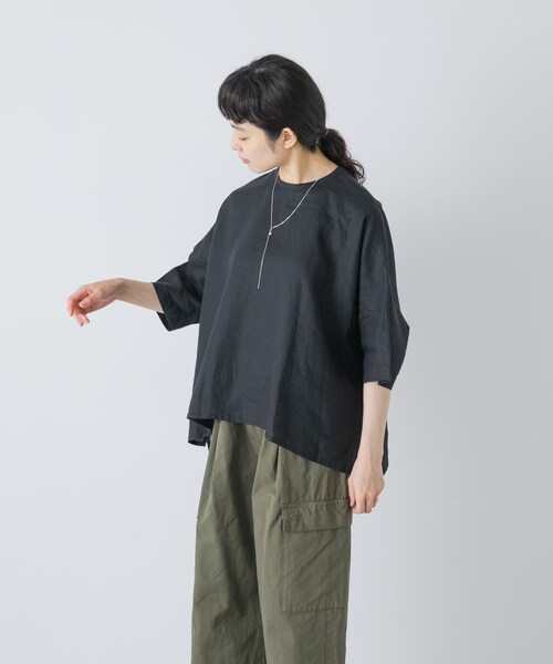 かぐれ（カグレ）の「リネンクルーネック半袖シャツ（シャツ/ブラウス・レディース・OFF/BLACK/ROYAL BLUE・Free）」の16枚目の写真