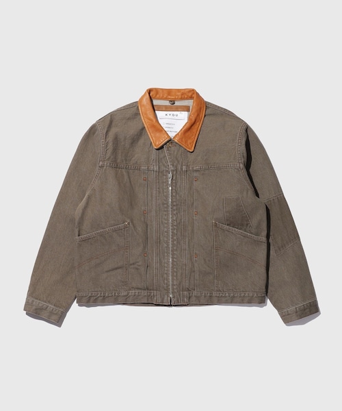 ADAM ET ROPE'(アダムエロペ)の「【KYOU/キョウ】ROEBUCK LEATHER Type-50s Jacket Different Edition(デニムジャケット・メンズ・ブラウン/ブルー系・1/2/3)」の2枚目の写真