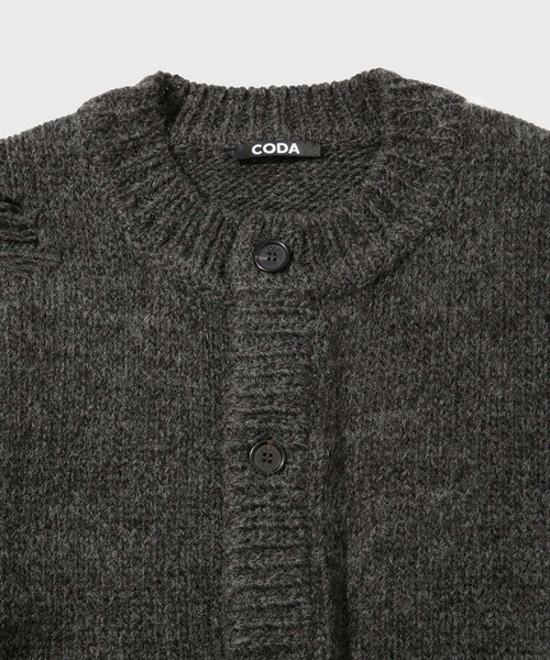ADAM ET ROPE'（アダムエロペ）の「【CODA/コーダ】90S ROUND NECK THRASHED CARDIGAN（カーディガン/ボレロ・メンズ・グレー・0/1）」の4枚目の写真