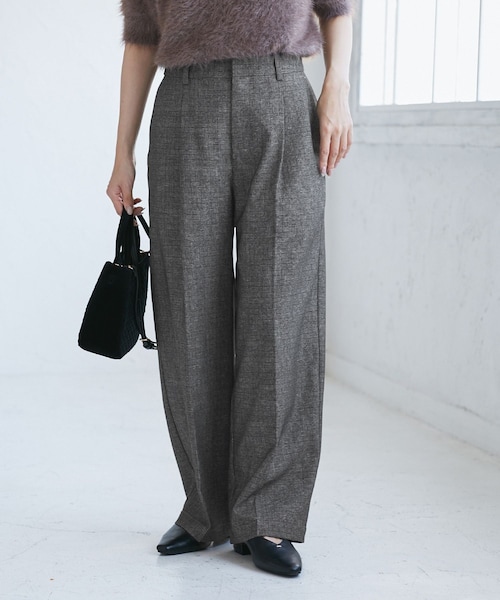 ROPE' PICNIC(ロペピクニック)の「【低身長・小柄さんサイズ】レディハンサムシリーズ ウールライクウエストタックセミワイドパンツ(スラックス・レディース・ブラック系/グレー/ライトグレー/ベージュ系/ネイビー・M/S)」の10枚目の写真