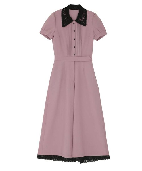 EATME（イートミー）の「レースカラーロンパース（つなぎ/オールインワン・レディース・アイボリー/ブラック/ピンク・S/M）」の3枚目の写真