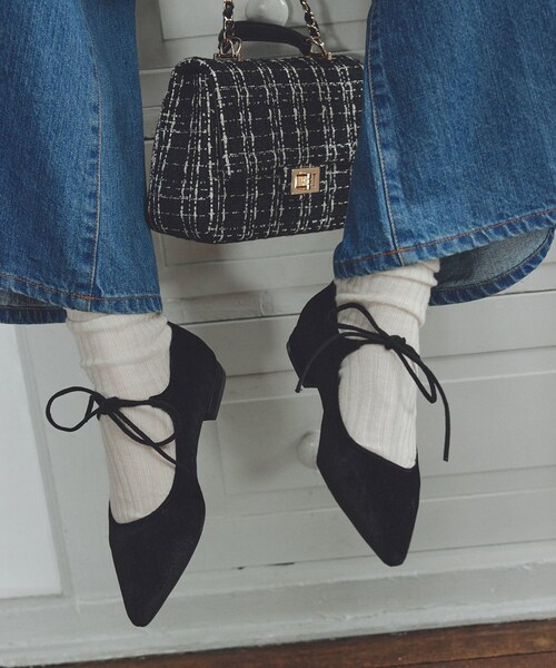 VIS（ビス）の「【新色・追加生産】リボンフラットパンプス（パンプス・レディース・ブラック・23.0/24.0/23.5）」の7枚目の写真