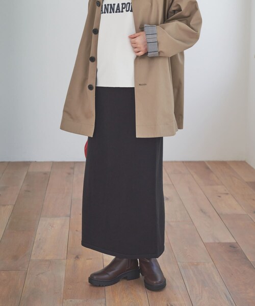URBAN RESEARCH DOORS(アーバンリサーチドアーズ)の「『仁村紗和さん着用』『UR TECH 200日ニット』ストレートスカート(スカート・レディース・MOCHA/BLACK・M)」の8枚目の写真