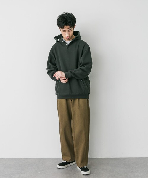 URBAN RESEARCH DOORS（アーバンリサーチドアーズ）の「『別注』Champion×DOORS　RW HALF SNAP PARKA（パーカー・メンズ・シルバーグレー/オフブラック/ブラック/ルビーレッド/ダークネイビー/ブルーグレー/ダークグリーン/クリームイエロー/オートミール/ワイン・M/L/XL）」の18枚目の写真