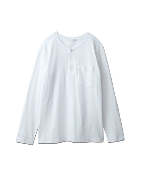 nissen（ニッセン）の「ヘンリーネック長袖Tシャツ（Tシャツ/カットソー・メンズ・オフホワイト/杢グレー/ネイビー/黒・M/L/LL/3L/4L/5L/6L/8L/10L）」の5枚目の写真